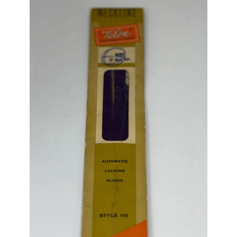 VTG Talon Zipper Wine Purple 12 Inch Style 110 Metal Teeth Sewing Notions 1955